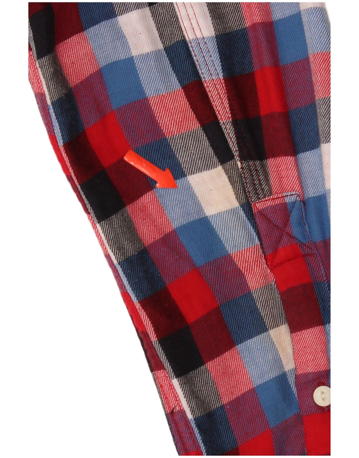 Camisa masculina diesel de flanela média xadrez vermelha de algodão