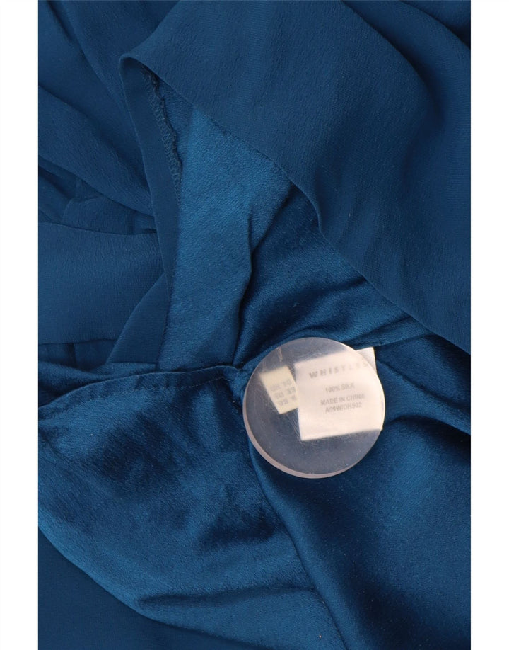 WHISTLES Vestido feminino sem mangas bolha Reino Unido 10 seda azul pequena
