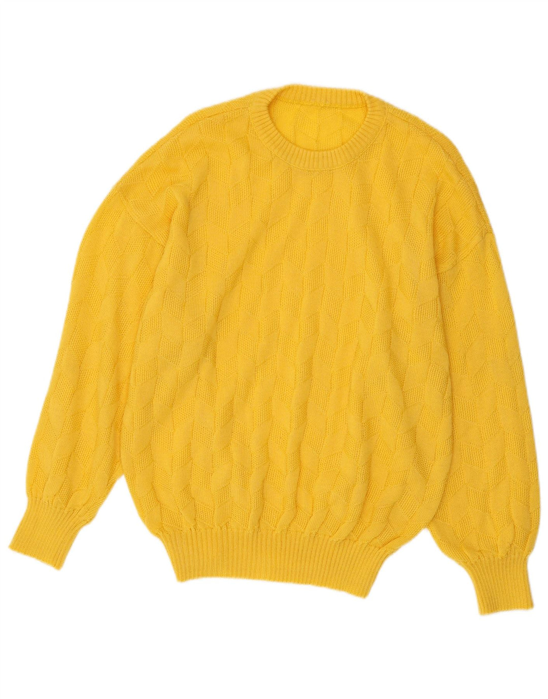 Suéter feminino VINTAGE com gola redonda Reino Unido 16 grande amarelo