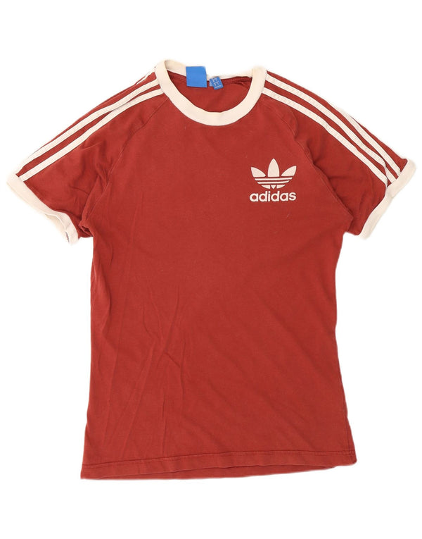 Adidas Mens Graphic T-Shirt Top Pequeno Algodão Borgonha