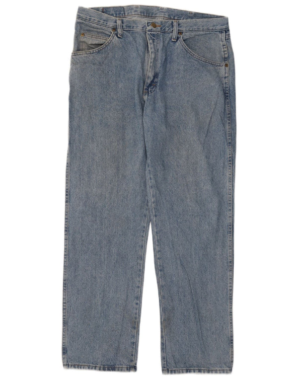 Wrangler Mens Straight Jeans W36 L30 Azul Algodão
