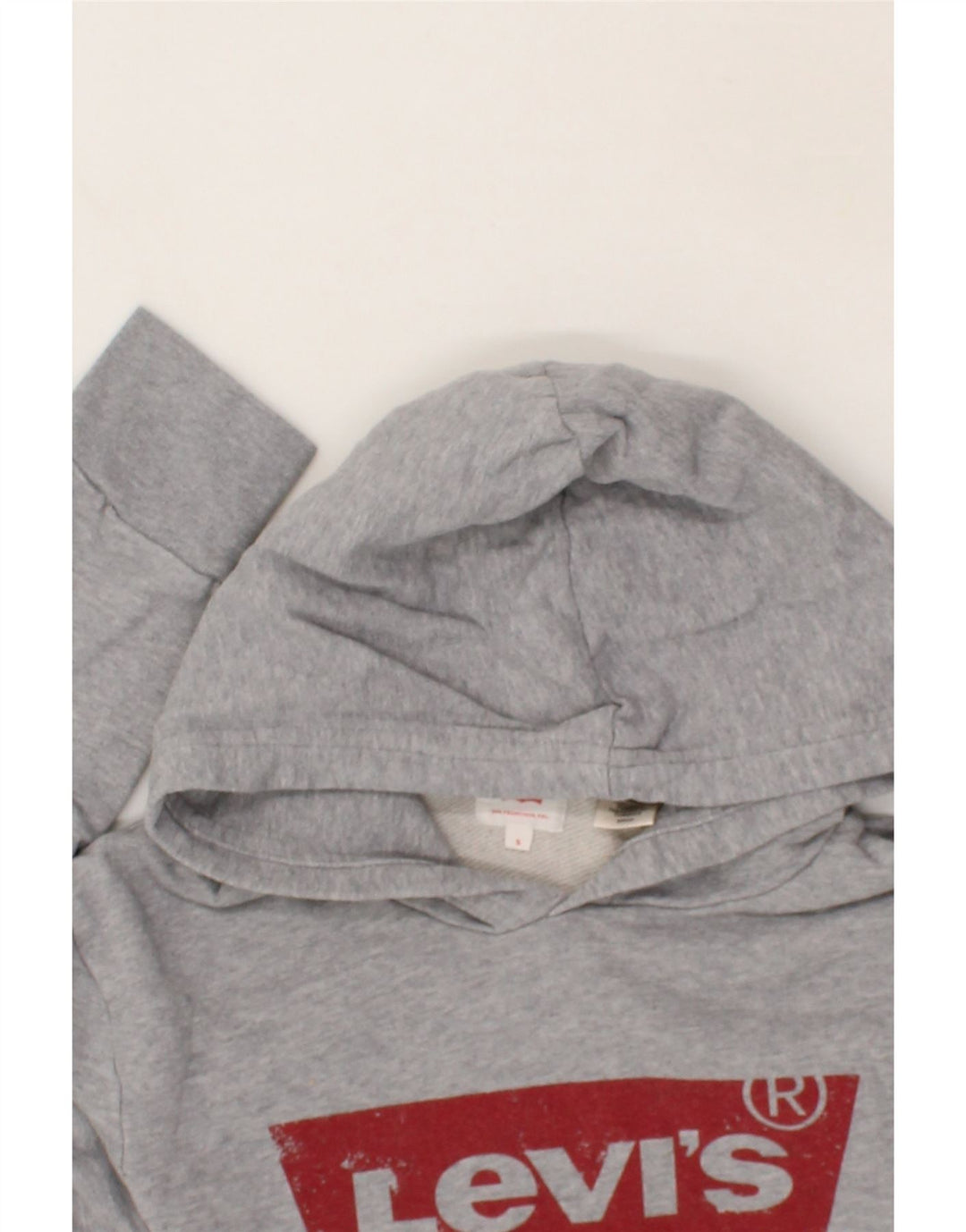 LEVI'S Boys Graphic Hoodie Jumper 13-14 Years Small Grey Cotton Vintage Levi's and Second-Hand Levi's from Messina Hembry 