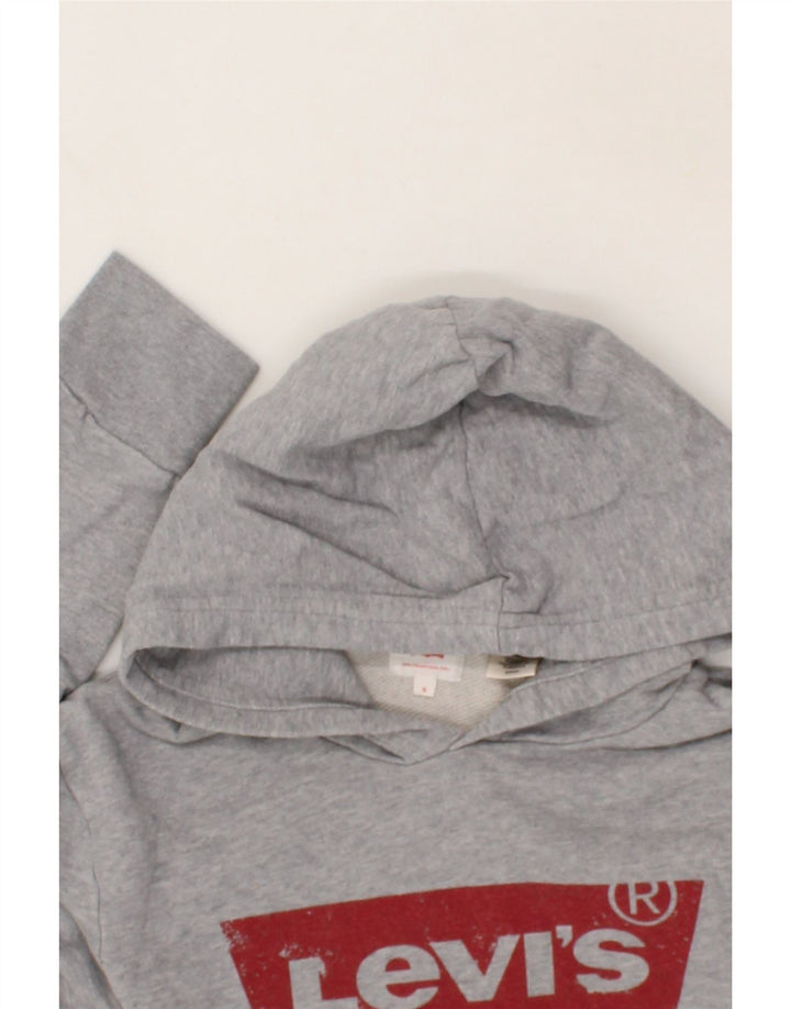LEVI'S Boys Graphic Hoodie Jumper 13-14 Years Small Grey Cotton Vintage Levi's and Second-Hand Levi's from Messina Hembry 