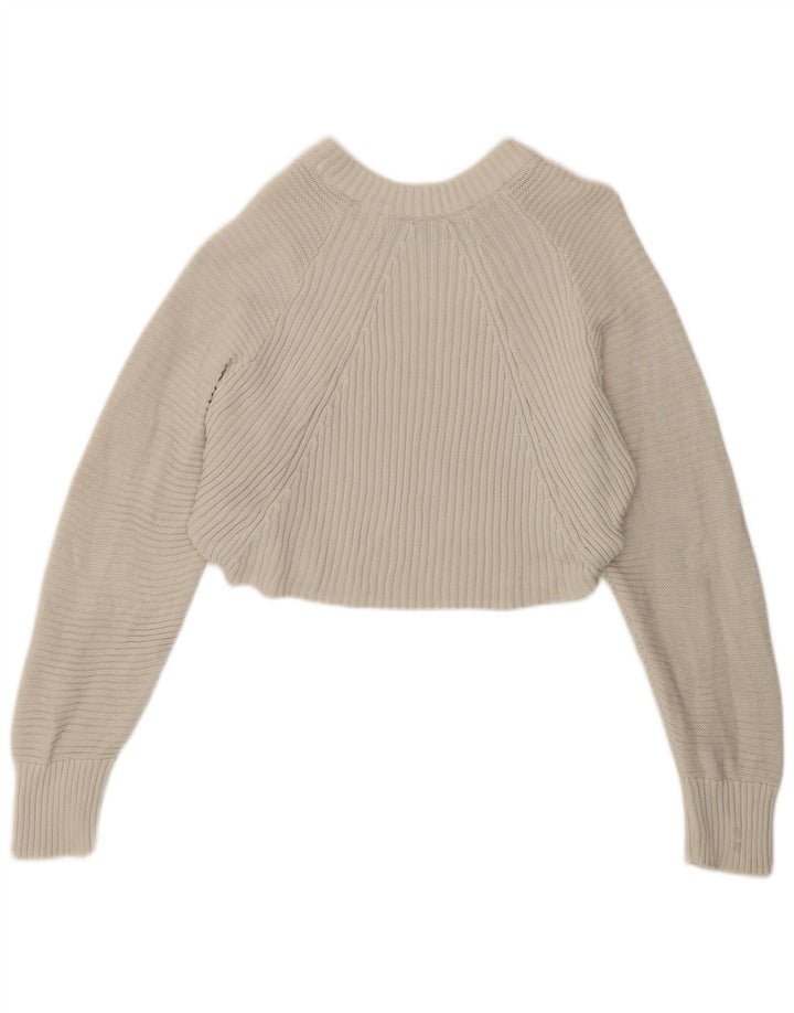 Suéter feminino Topshop com gola redonda grande e gola redonda Reino Unido 12 médio branco