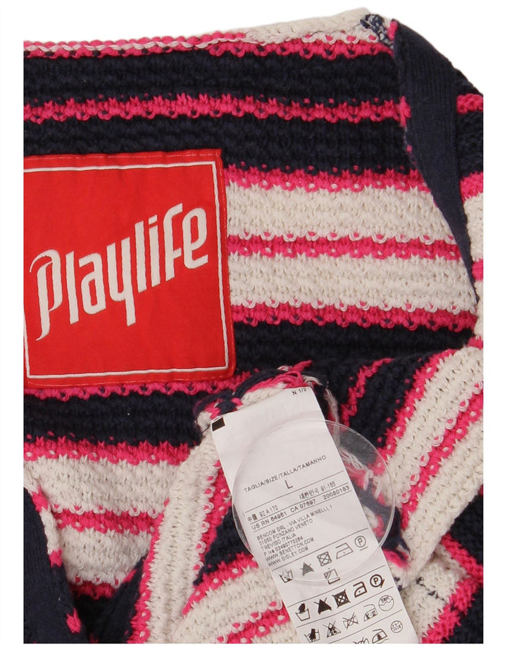 Suéter feminino Playlife com corte gráfico e cardigã Reino Unido 14 grande multicolorido