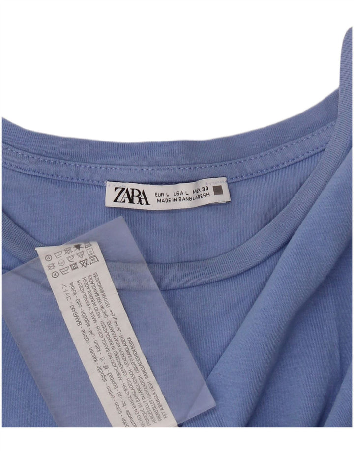 Vestido bolha feminino Zara Reino Unido 16 grande algodão azul