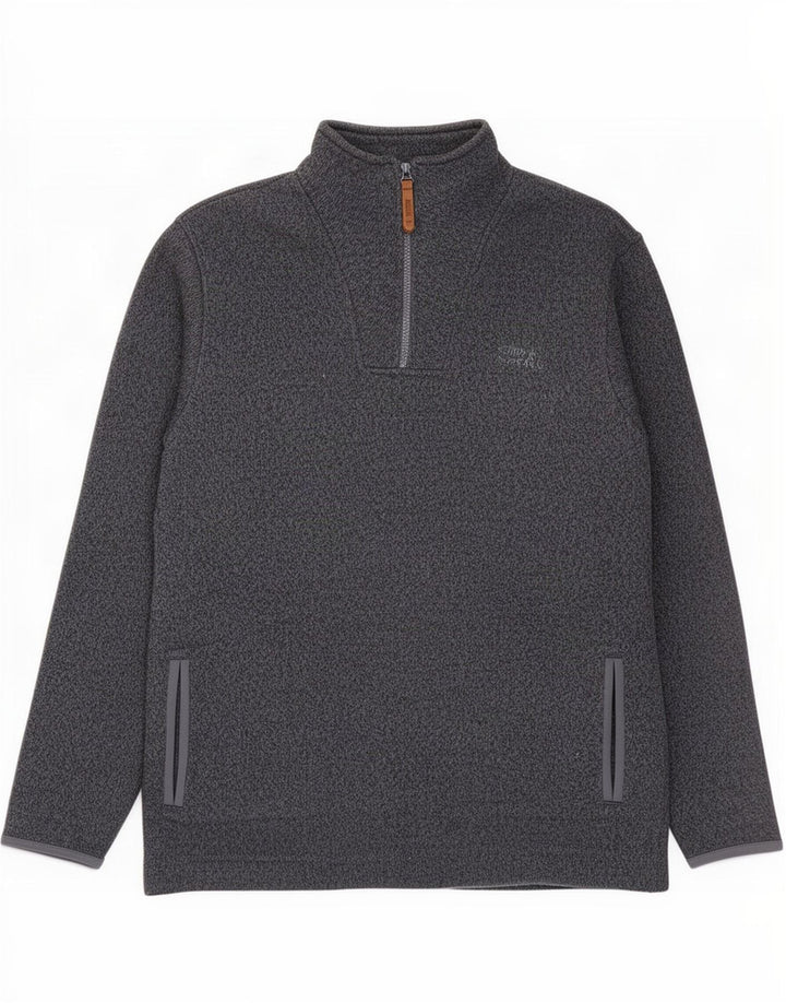 Moletom com capuz masculino Weird Fish com zíper grande poliéster manchado cinza