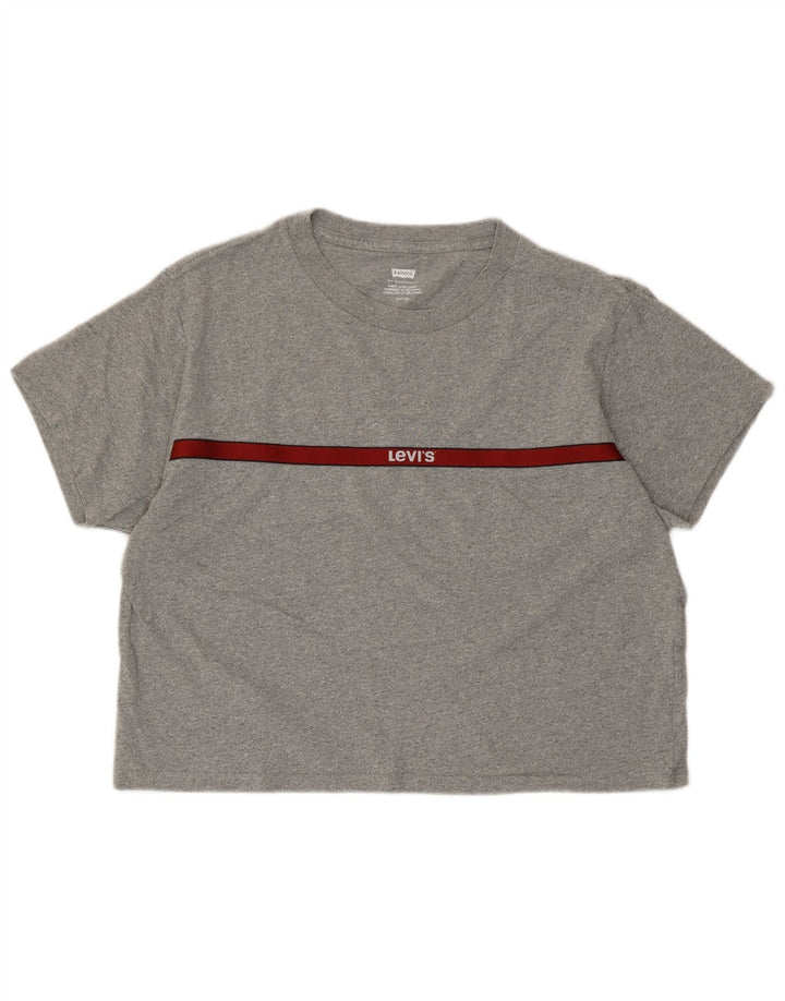 Camiseta feminina Levi's Crop Oversized Graphic UK 10 Small Grey Flecked