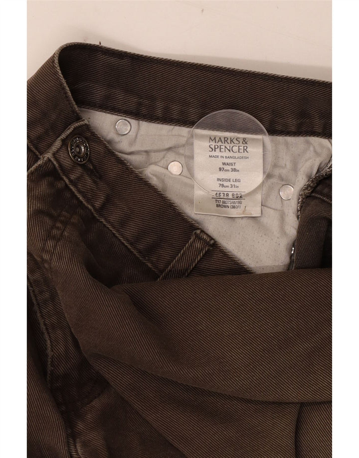 Calça jeans reta masculina Marks & Spencer Blue Harbor W38 L31 algodão marrom