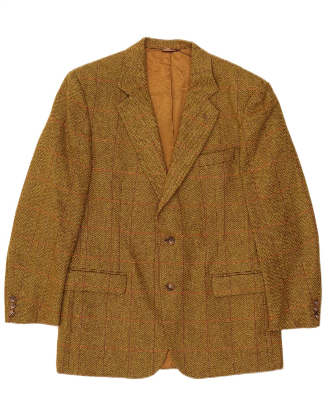 Jaqueta blazer masculina de 2 botões Henry Cottons IT 48 espinha de peixe cáqui médio