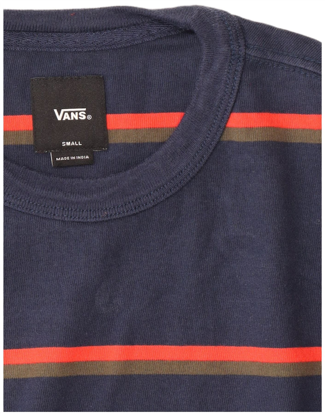 VANS Mens Top Manga Longa Pequeno Listrado Azul Marinho