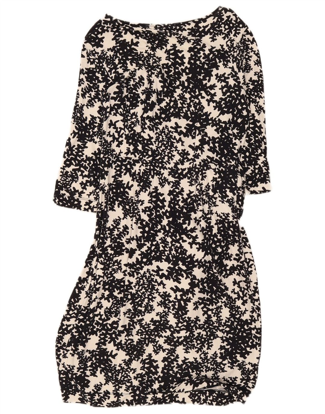 Vestido básico feminino Hobbs manga 3/4 Reino Unido 10 pequeno preto floral viscose