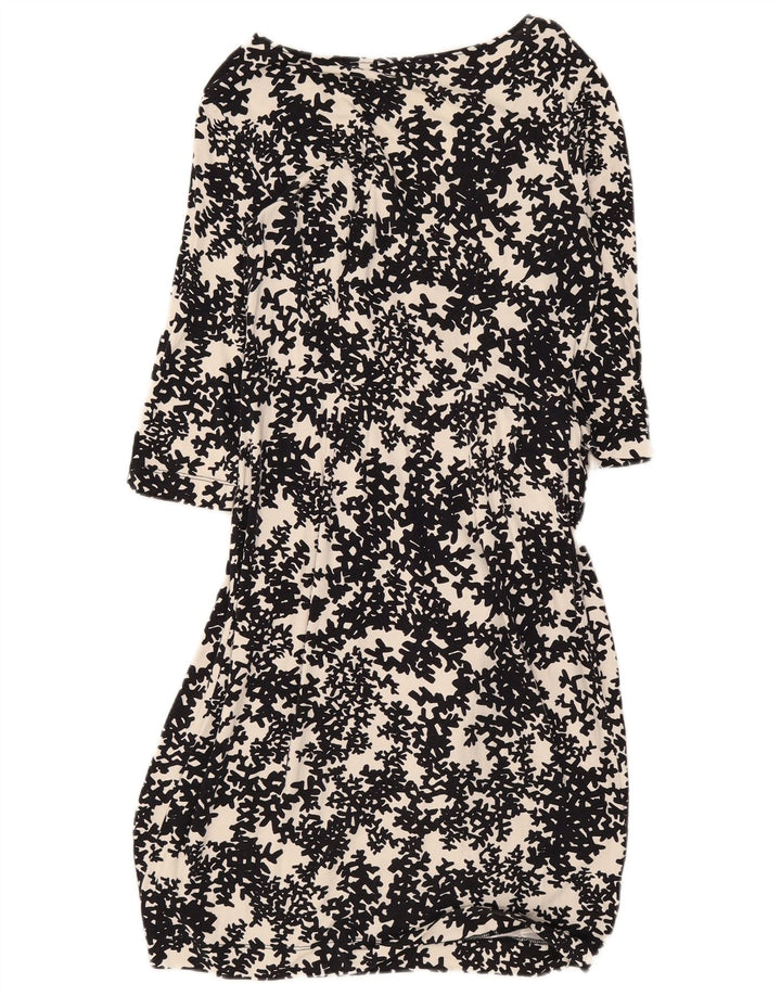 Vestido básico feminino Hobbs manga 3/4 Reino Unido 10 pequeno preto floral viscose