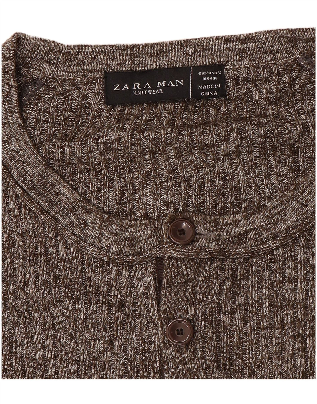 Suéter masculino Zara com gola canoa marrom médio manchado