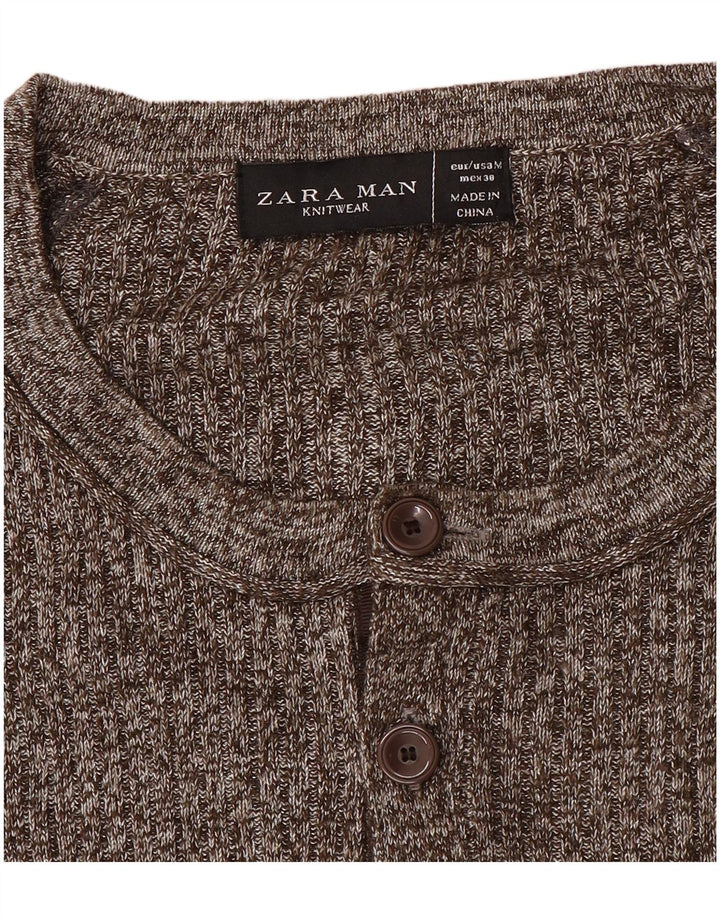 Suéter masculino Zara com gola canoa marrom médio manchado