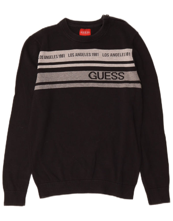 Suéter Guess Boys com gola redonda 12-13 anos XS preto colorblock