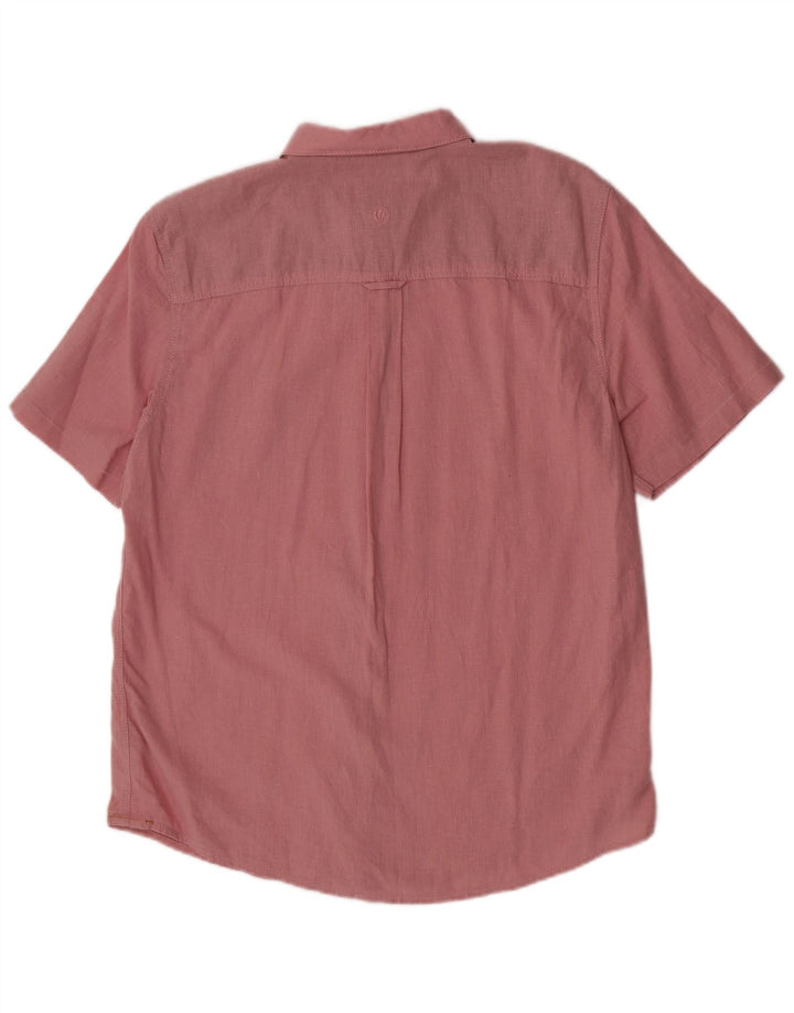 Camisa masculina de manga curta Fat Face linho rosa médio
