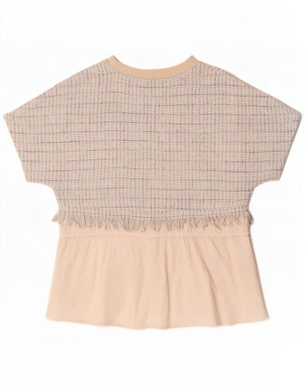 Zara Blusa Feminina Top UK 14 Médio Off White Check