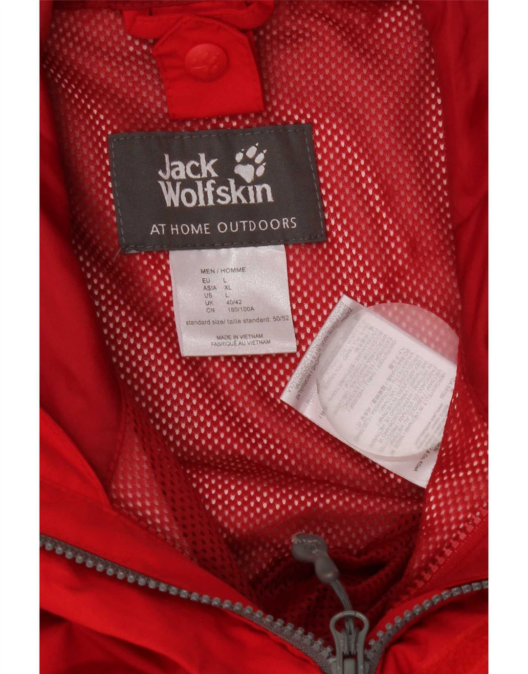 Jaqueta de chuva masculina Jack Wolfskin com capuz Reino Unido 40/42 grande nylon vermelho