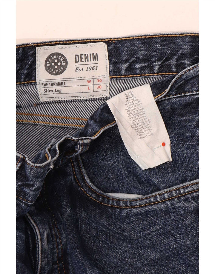 Ben Sherman Mens Slim Jeans W30 L30 Azul Algodão