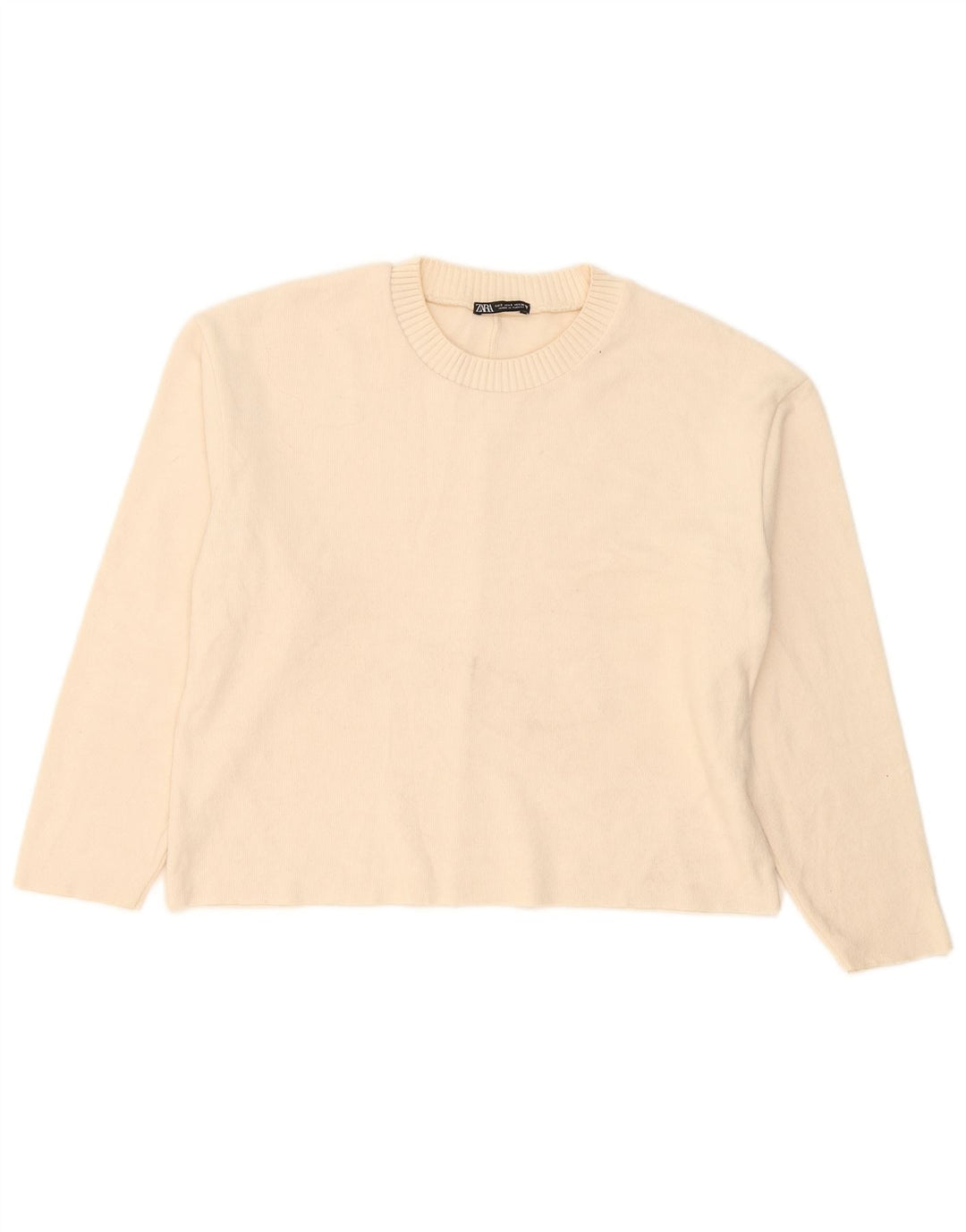 Zara Suéter feminino oversized com gola redonda, Reino Unido 10 pequeno off white