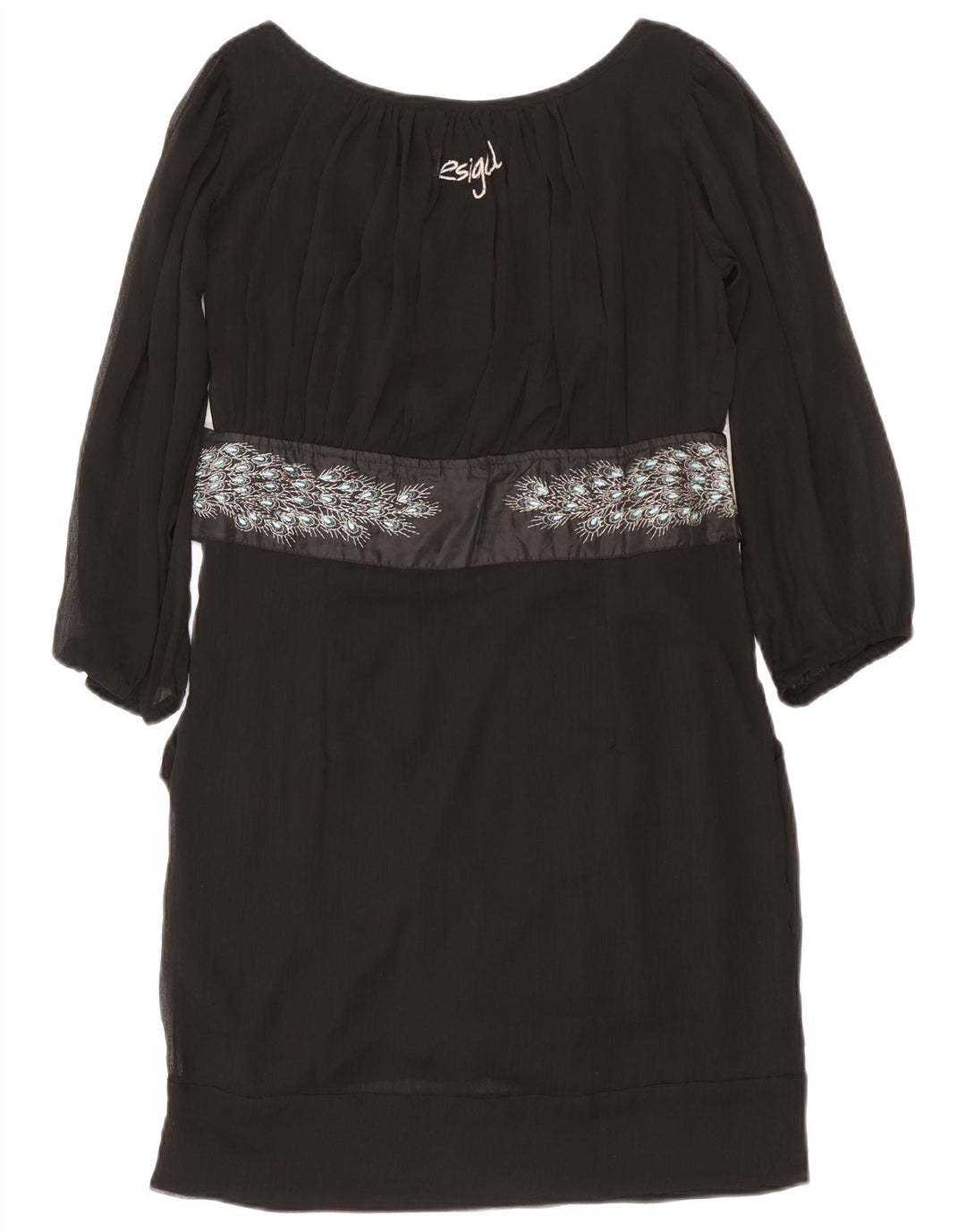 Vestido feminino Desigual EU 42 grande preto estampado animal poliéster