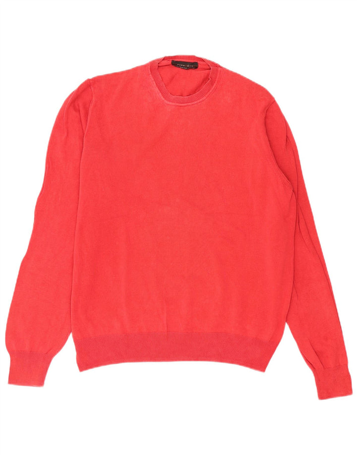 Zara Suéter masculino com gola redonda grande vermelho