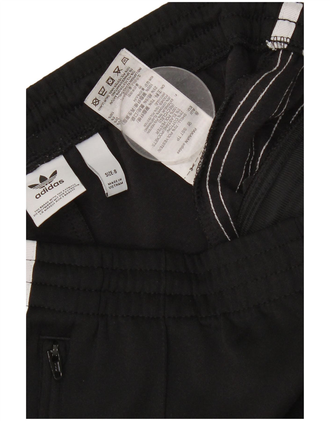 Calça de treino feminina ADIDAS UK 8 pequena preta poliéster