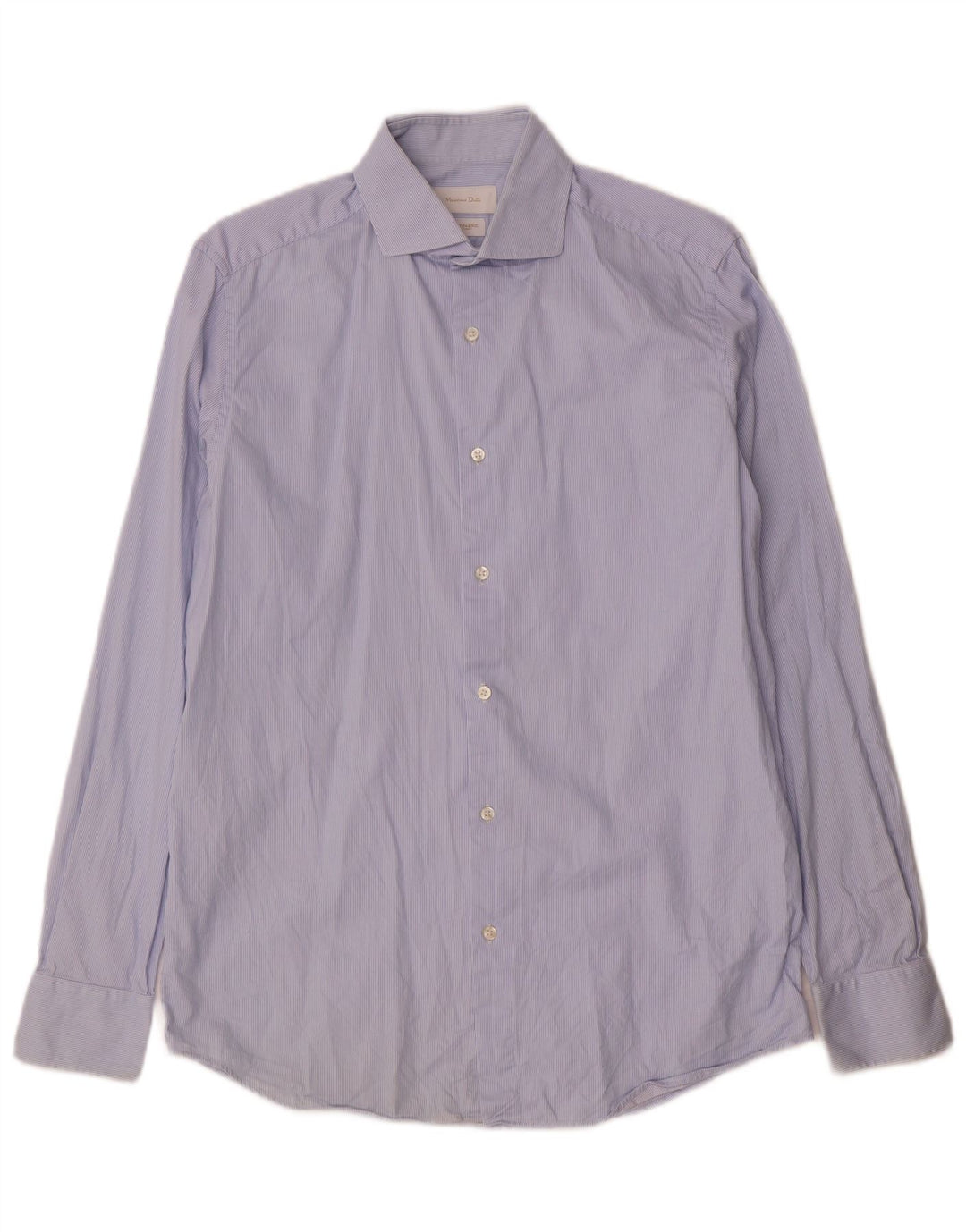 Camisa masculina Massimo Dutti tamanho 39 15 1/2 risca de giz azul médio