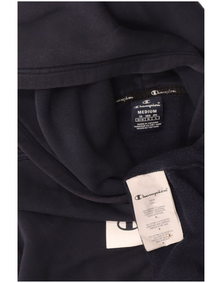 CHAMPION Suéter masculino com capuz gráfico médio algodão azul marinho
