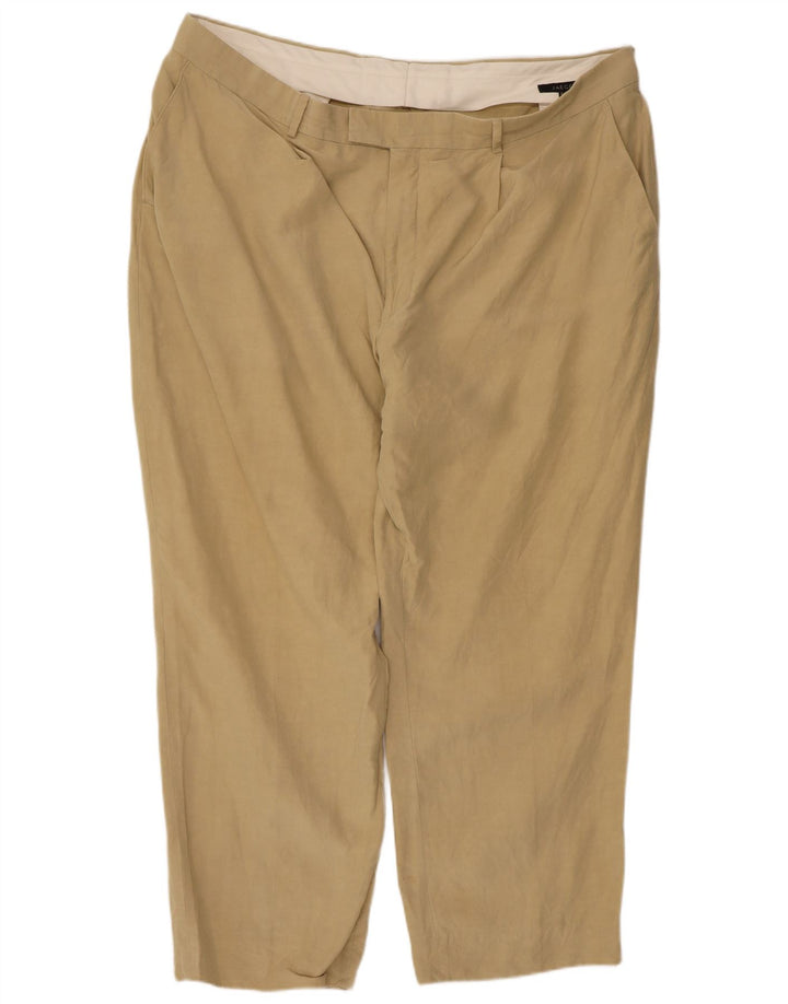 Calça masculina Jaeger reta cortada W44 L26 seda bege