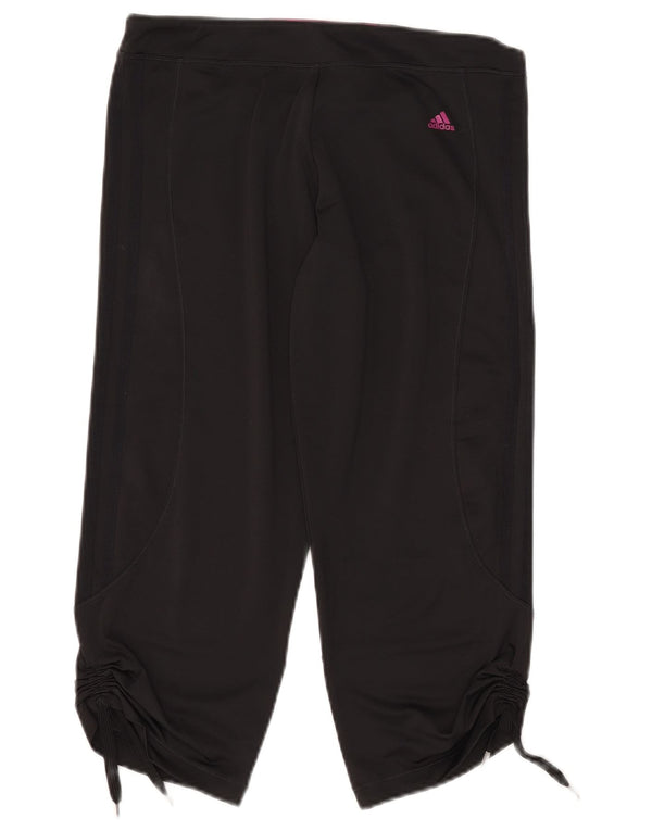 Adidas Womens Climalite Capri Calças de treino UK 16 Grande Preto