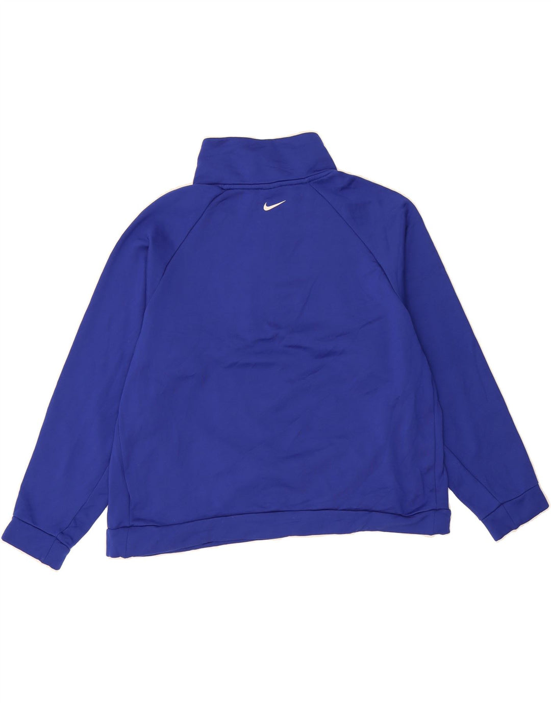 NIKE Womens Oversized Zip Neck Sweatshirt Jumper UK 16 Large Blue Vintage Nike and Second-Hand Nike from Messina Hembry 