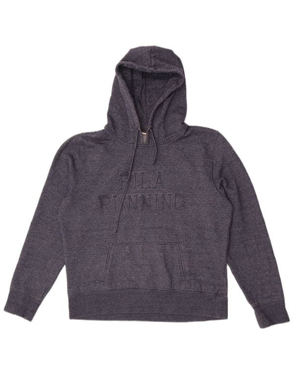 Fila feminino running gráfico moletom com capuz UK 18 XL azul marinho algodão manchado