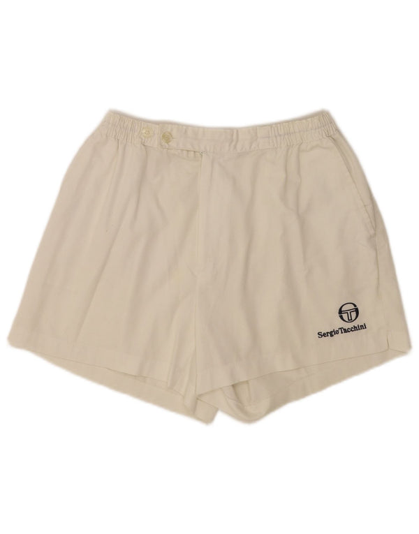 Shorts esportivos regulares femininos Sergio Tacchini W28 pequenos esportes brancos