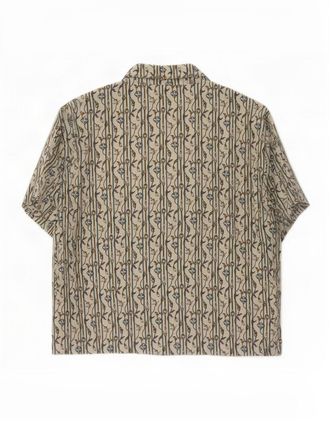 Camisa feminina vintage com padrão abstrato UK 14 médio branco náutico