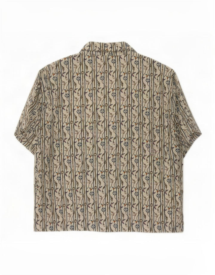 Camisa feminina vintage com padrão abstrato UK 14 médio branco náutico