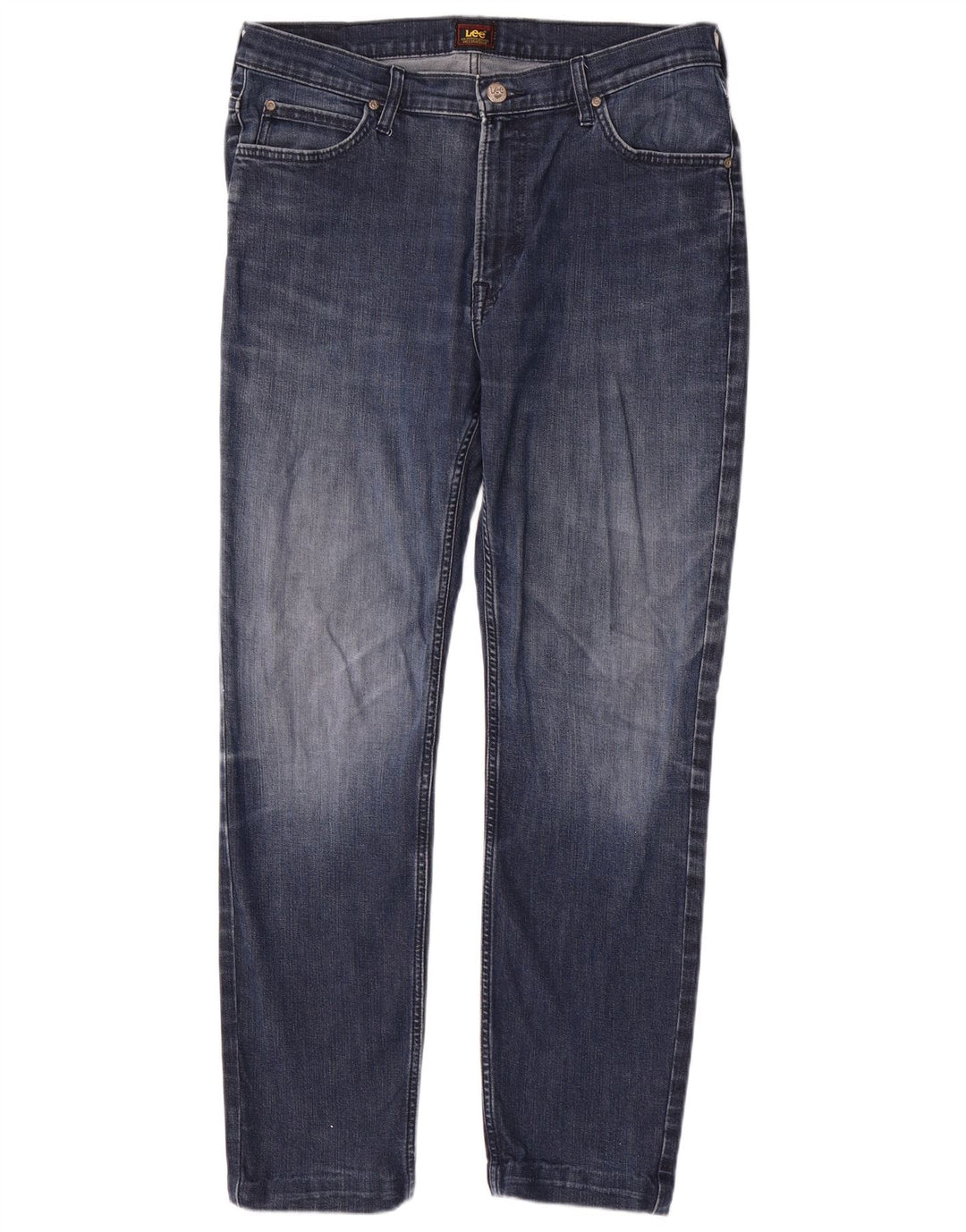 Lee Mens Rider Straight Jeans W34 L30 Azul Algodão