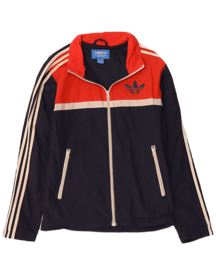 Adidas Mens Graphic Tracksuit Top Jaqueta Pequena Azul Marinho Colorblock