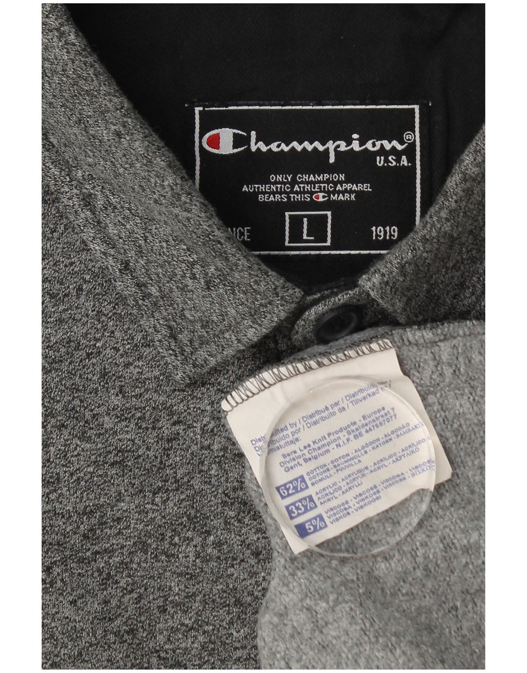 Camisa polo masculina de manga comprida Champion grande algodão cinza