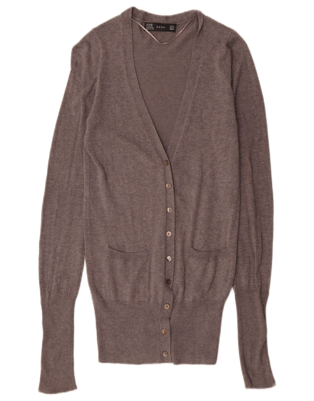 Suéter cardigã feminino Zara Reino Unido 12 rayon cinza médio