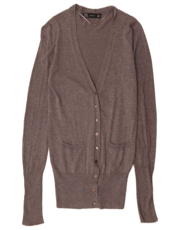 Suéter cardigã feminino Zara Reino Unido 12 rayon cinza médio