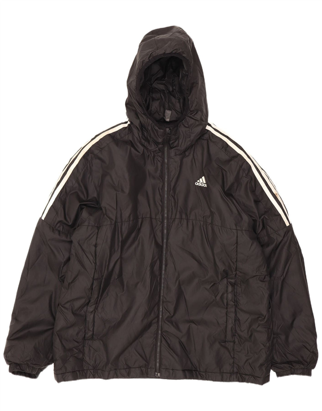 Jaqueta acolchoada com capuz masculina Adidas UK 42 XL poliéster preto