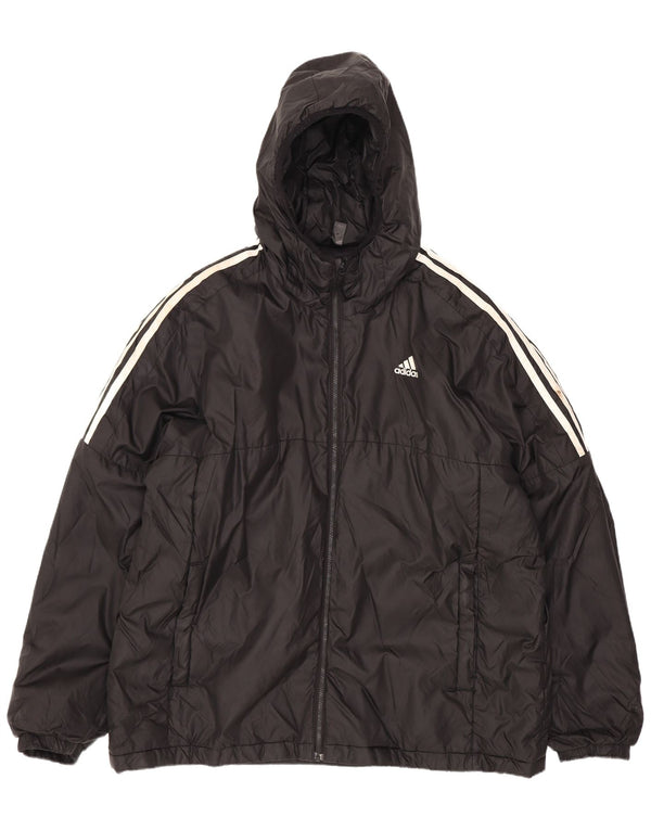 Jaqueta acolchoada com capuz masculina Adidas UK 42 XL poliéster preto