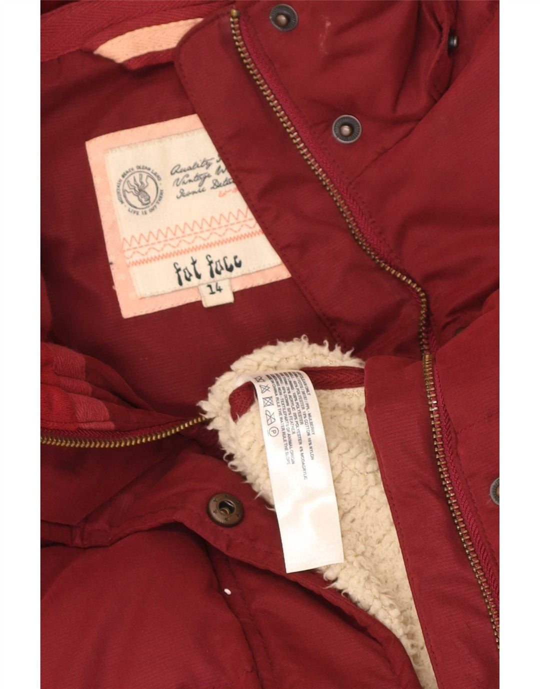 Gilet acolchoado feminino Fat Face UK 14 grande poliéster marrom
