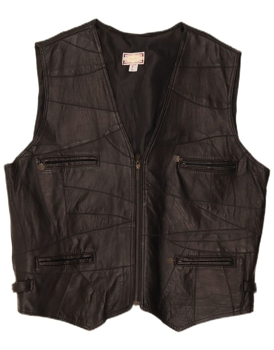 Colete masculino de couro ELEGANCE 3XL preto patchwork