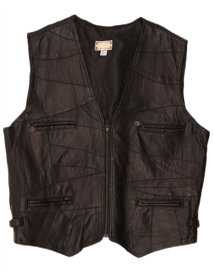 Colete masculino de couro ELEGANCE 3XL preto patchwork