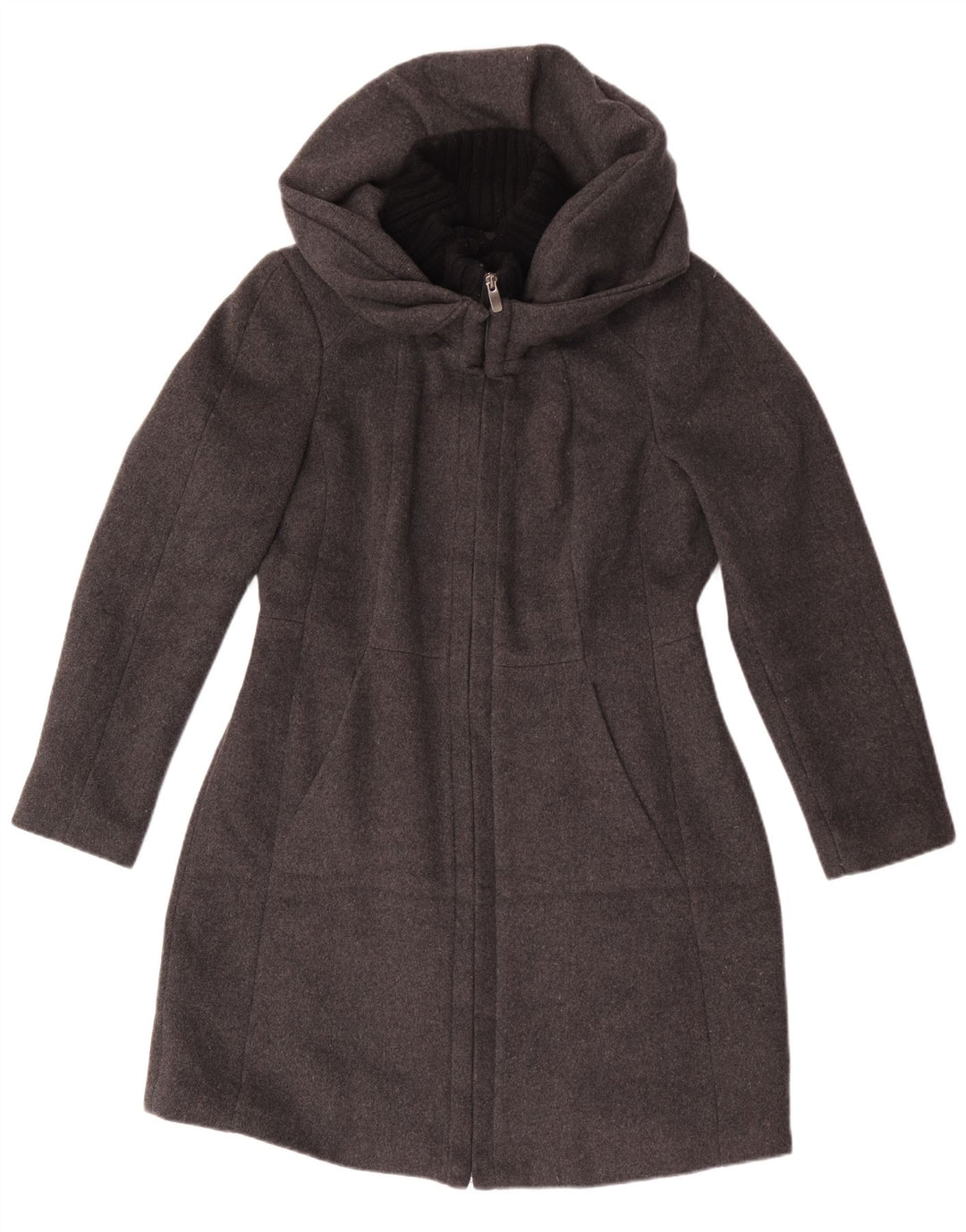 Sobretudo feminino Zara com capuz UK 18 XL cinza