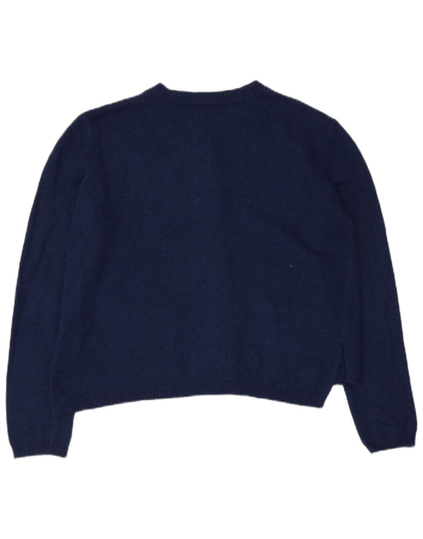 Suéter cardigã feminino superdimensionado Topshop Reino Unido 10 pequeno azul marinho acrílico