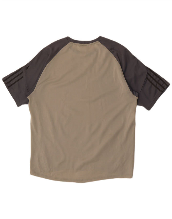 Adidas Mens Camiseta Top Grande Cinza Colorblock Poliéster